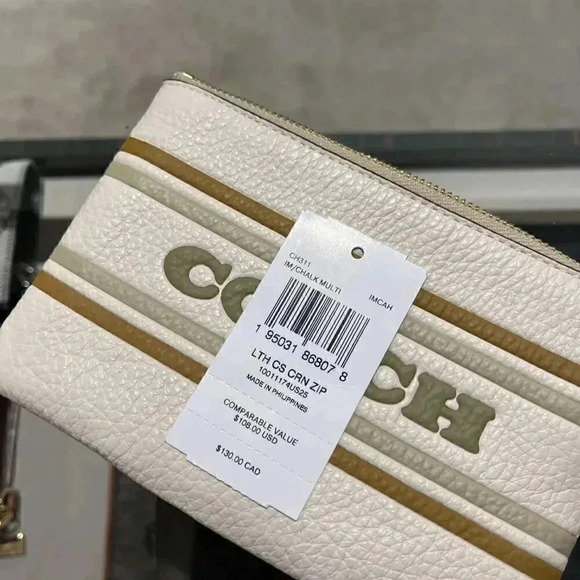 Corner Zip Wristlet With Coach Stripe - Picture 9 of 9